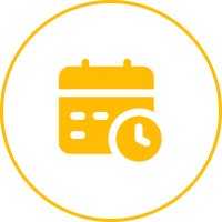 Calendar and clock icon in yellow